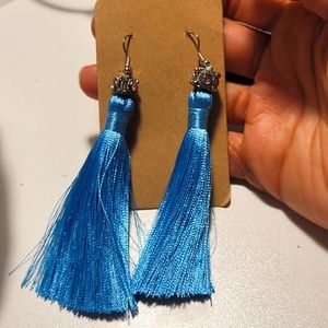 Blue tassel earrings